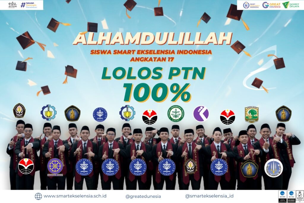 Seluruh 21 siswa Angkatan 17 SMART Ekselensia Indonesia berhasil diterima di Perguruan Tinggi Negeri (PTN) tahun 2026 dengan kelulusan 100 persen