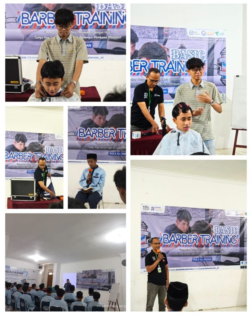 Siswa SMART Ekselensia mempraktikkan teknik dasar barber