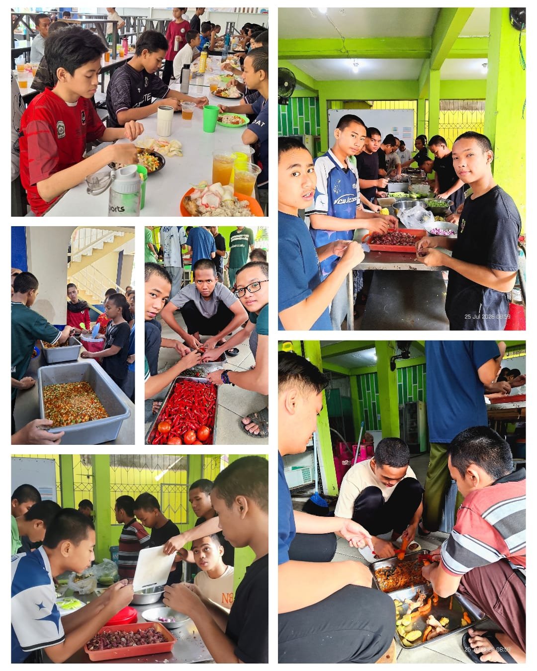 Siswa SMA Boarding SMART Ekselensia Indonesia menyiapkan dan memasak Nasi Kebuli bersama Wali Asrama dan tim pantry dalam program SARASA (Sasana Rasa Asrama) pada 25 Juli 2026.