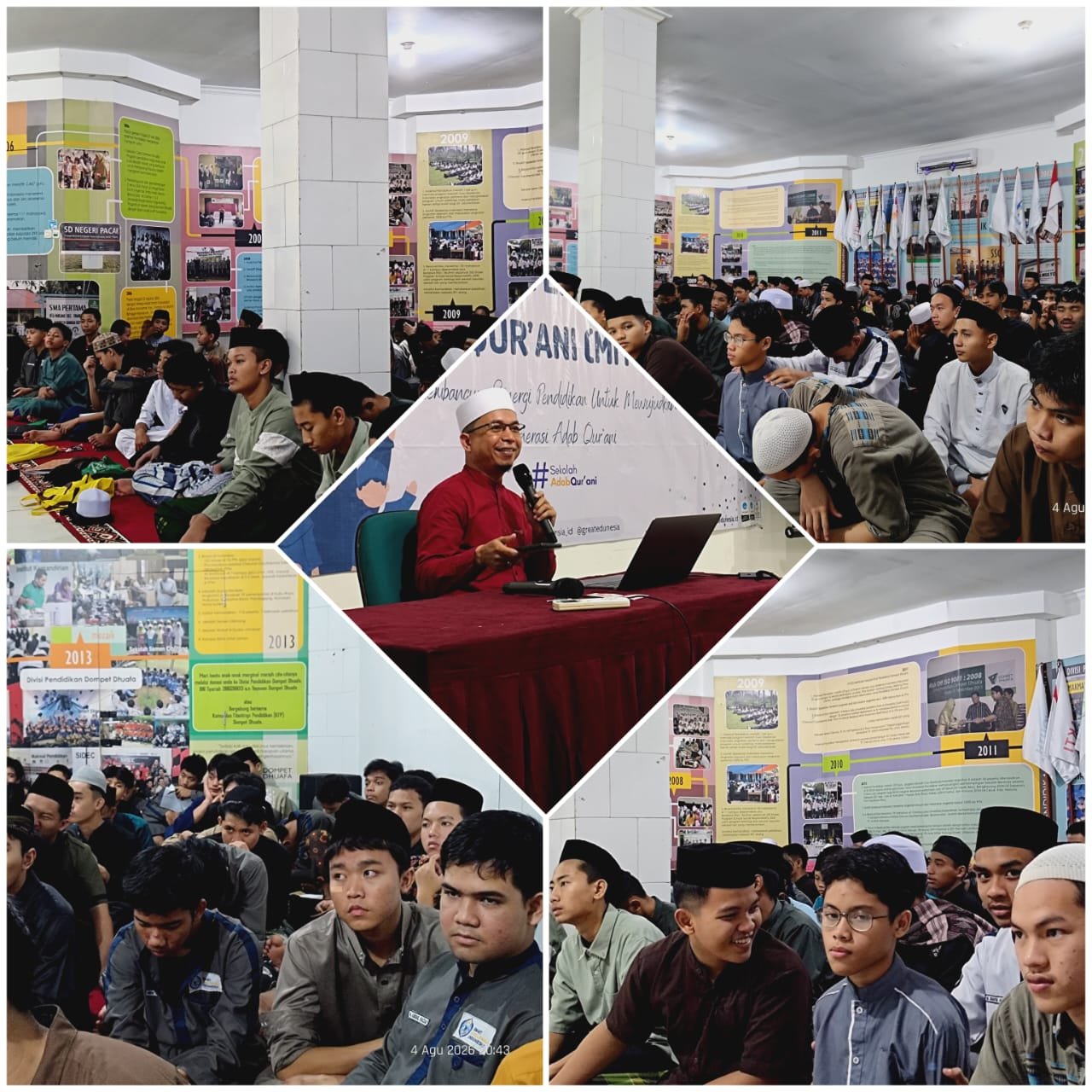 Siswa boarding SMART Ekselensia Indonesia mengikuti Stadium General Kitab Ta'lim Muta'allim tentang keutamaan adab terhadap guru dan ilmu pada 4 Agustus 2026
