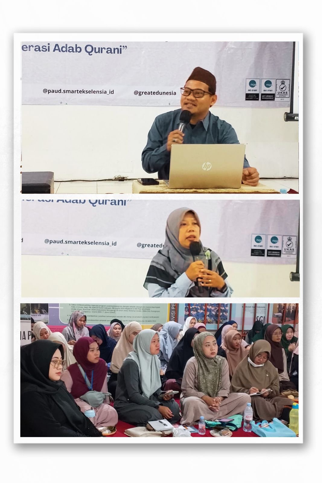 Ustaz Troy Yudistira menyampaikan materi kepada orang tua dalam kegiatan MITRAQU PAUD SMART Ekselensia Indonesia tentang peran keluarga menumbuhkan cinta ilmu dan iman pada anak.